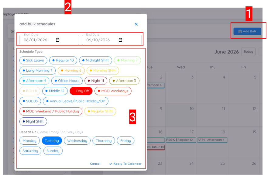 Add Bulk Schedule
