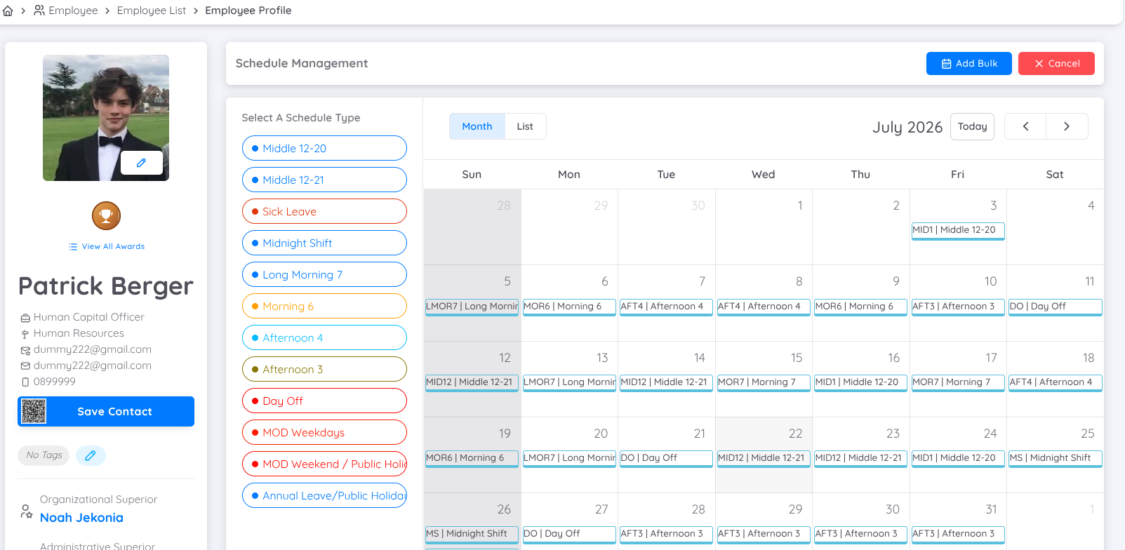 Add Schedule