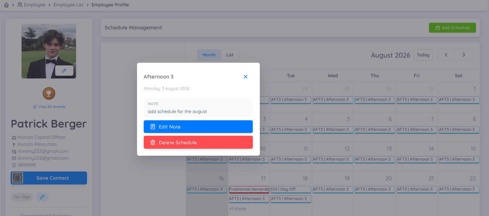 Delete Schedule