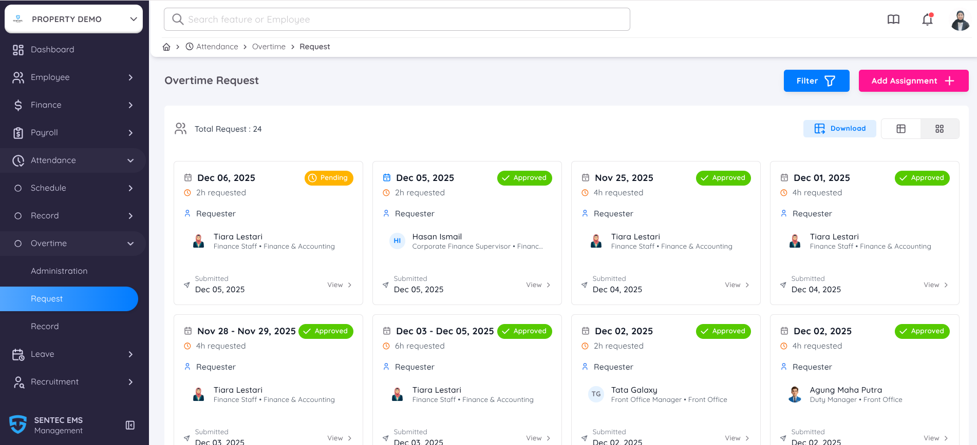 List Request Overtime