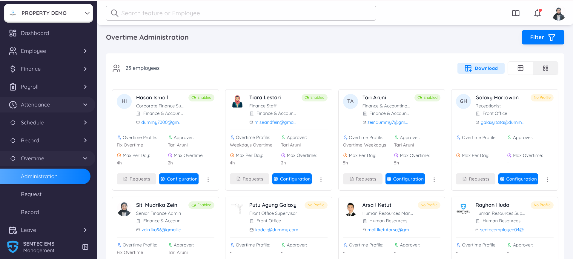 View Overtime Administration