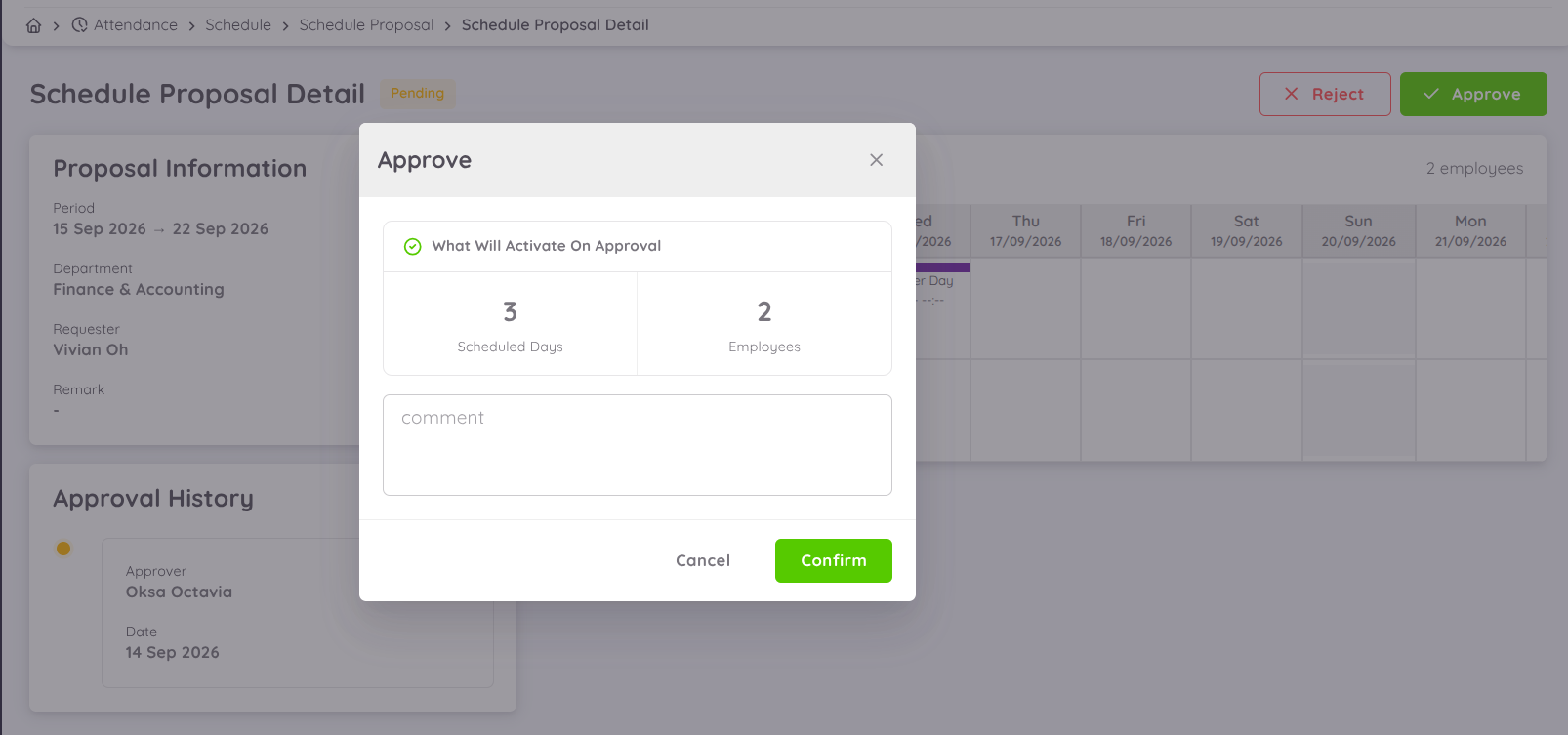 Schedule Proposal Approval