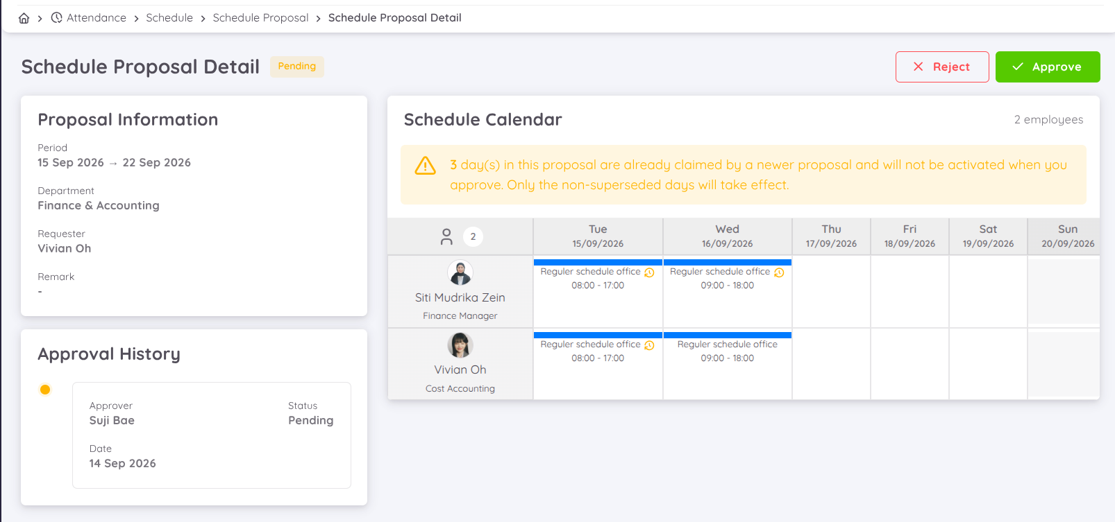Schedule Proposal Detail