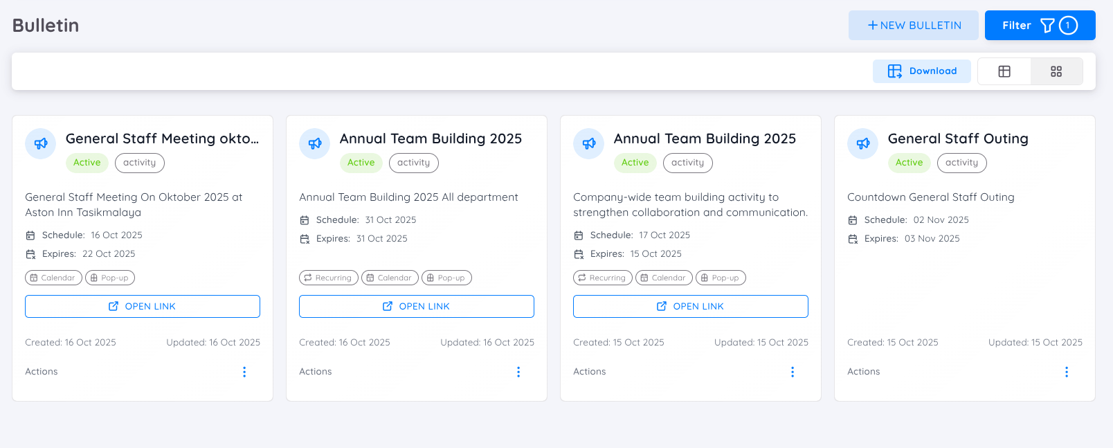 View of Listing Bulletin