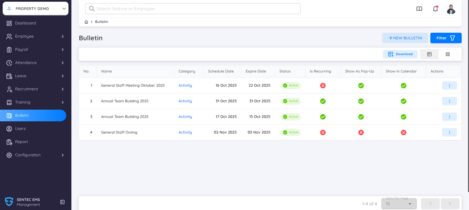 View of Listing Bulletin
