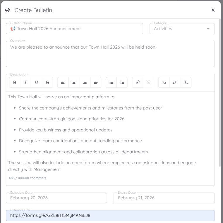 View of Listing Bulletin