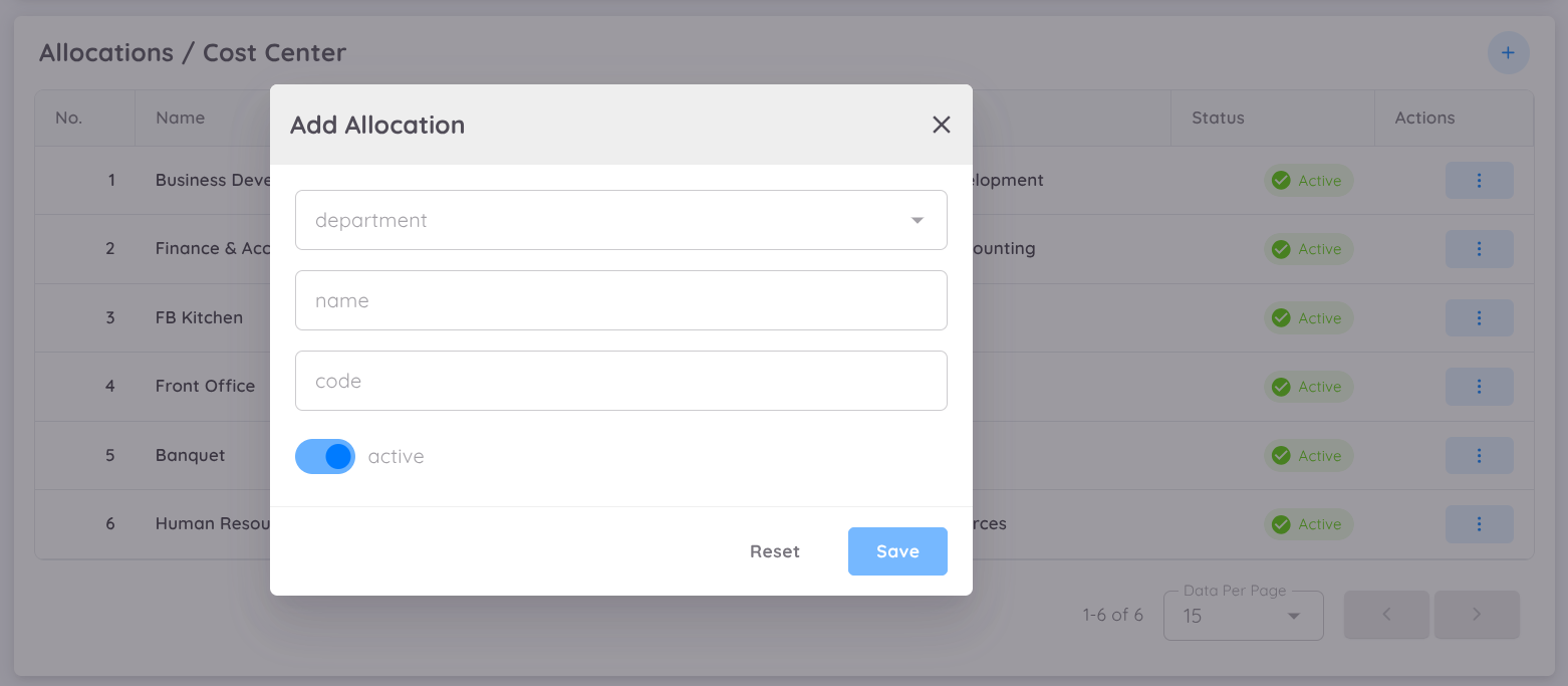 Add Cost Centre
