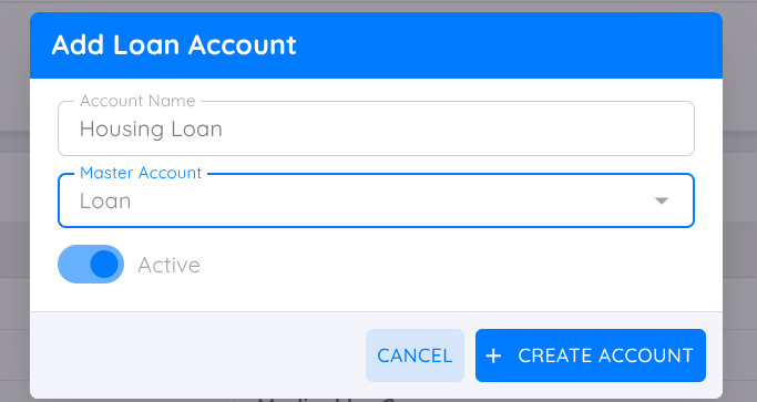 View of Add Loan Account Setup