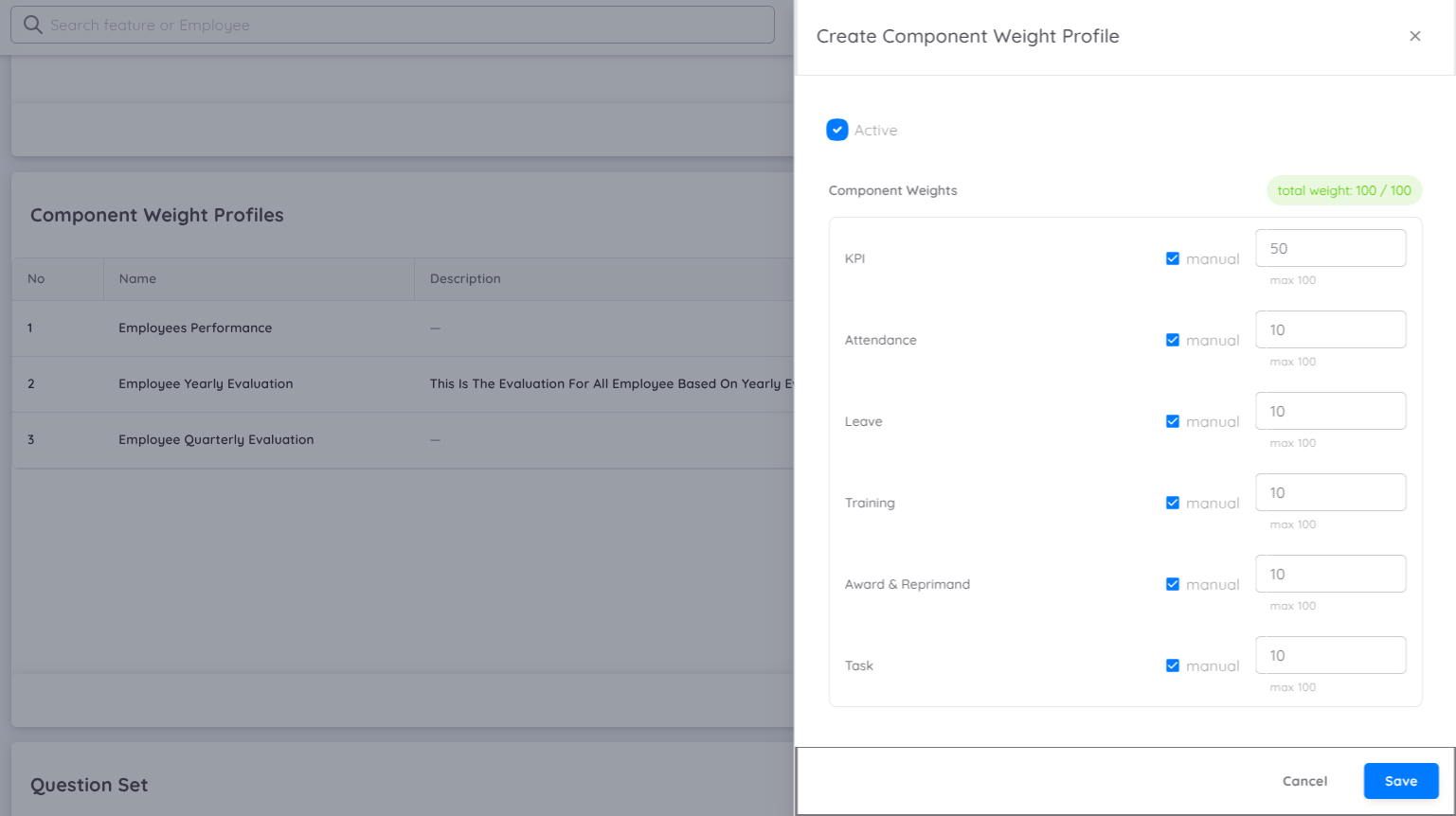 view Component Weight Profile