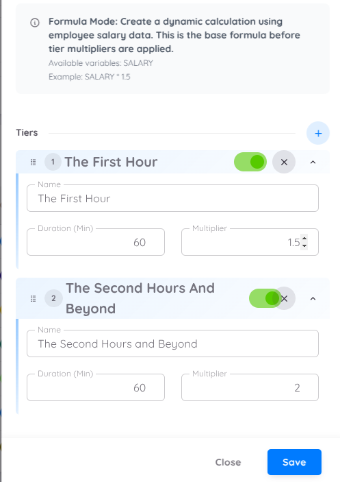 View of Create Overtime Profiles Formula 2