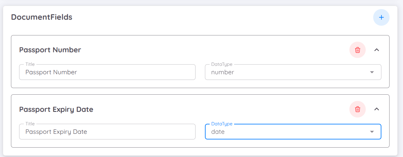 View of Employee Document Configuration