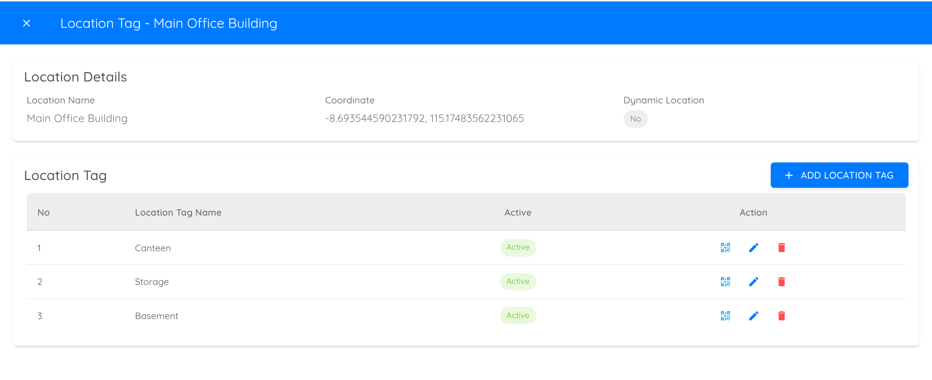 View of Edit Work Schedule