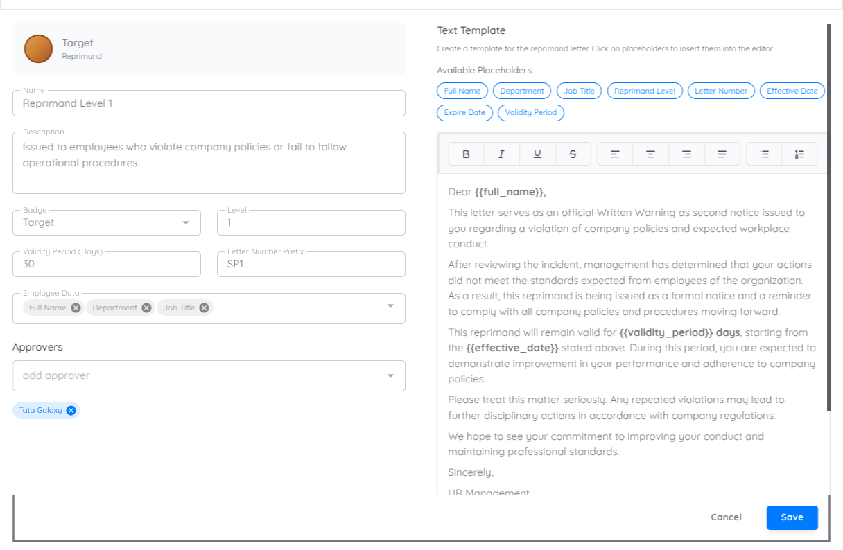 Add award Setup