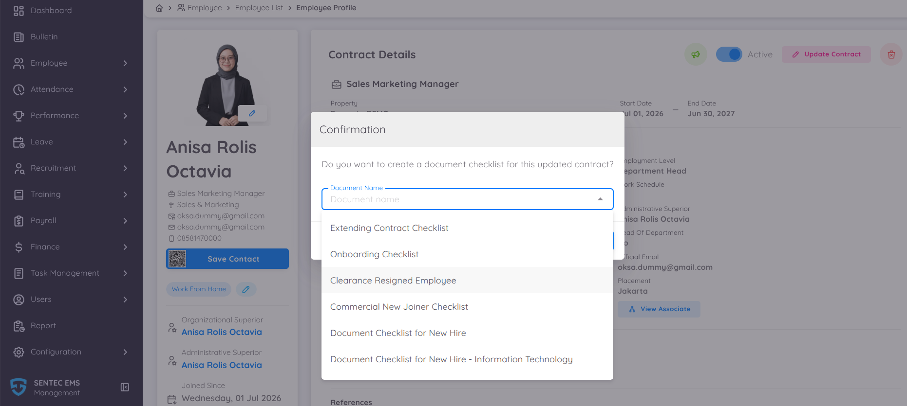 Document Checklist Confirmation