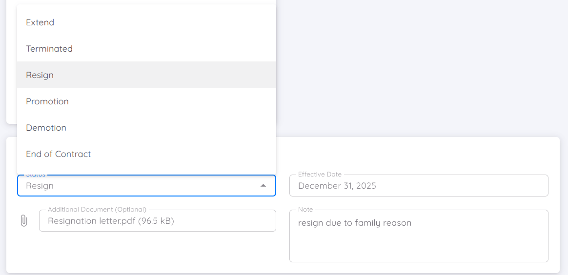 View of Contract Status