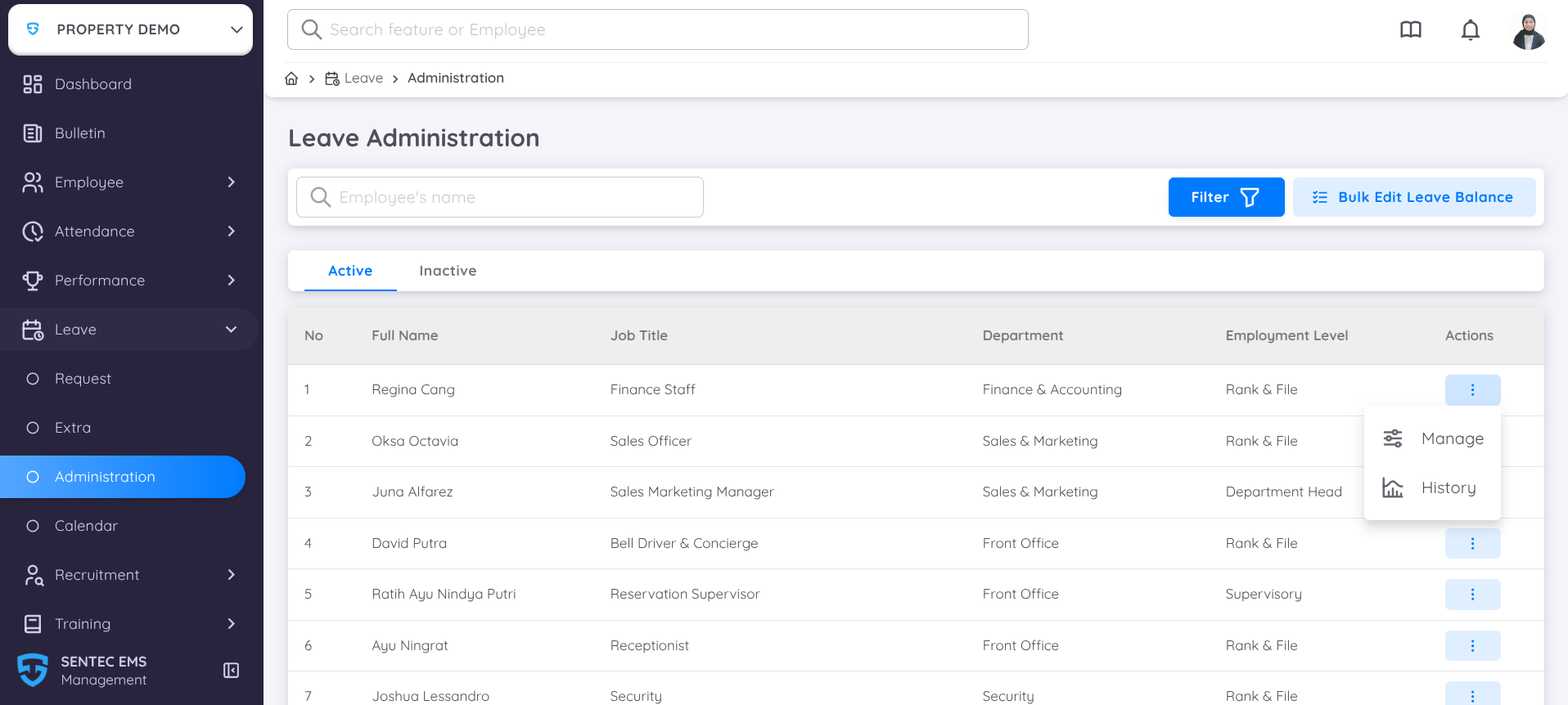 Manage Leave Administration