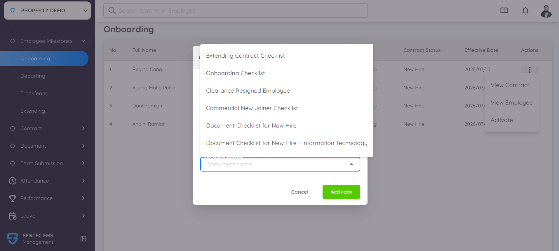 Select Document Checklist