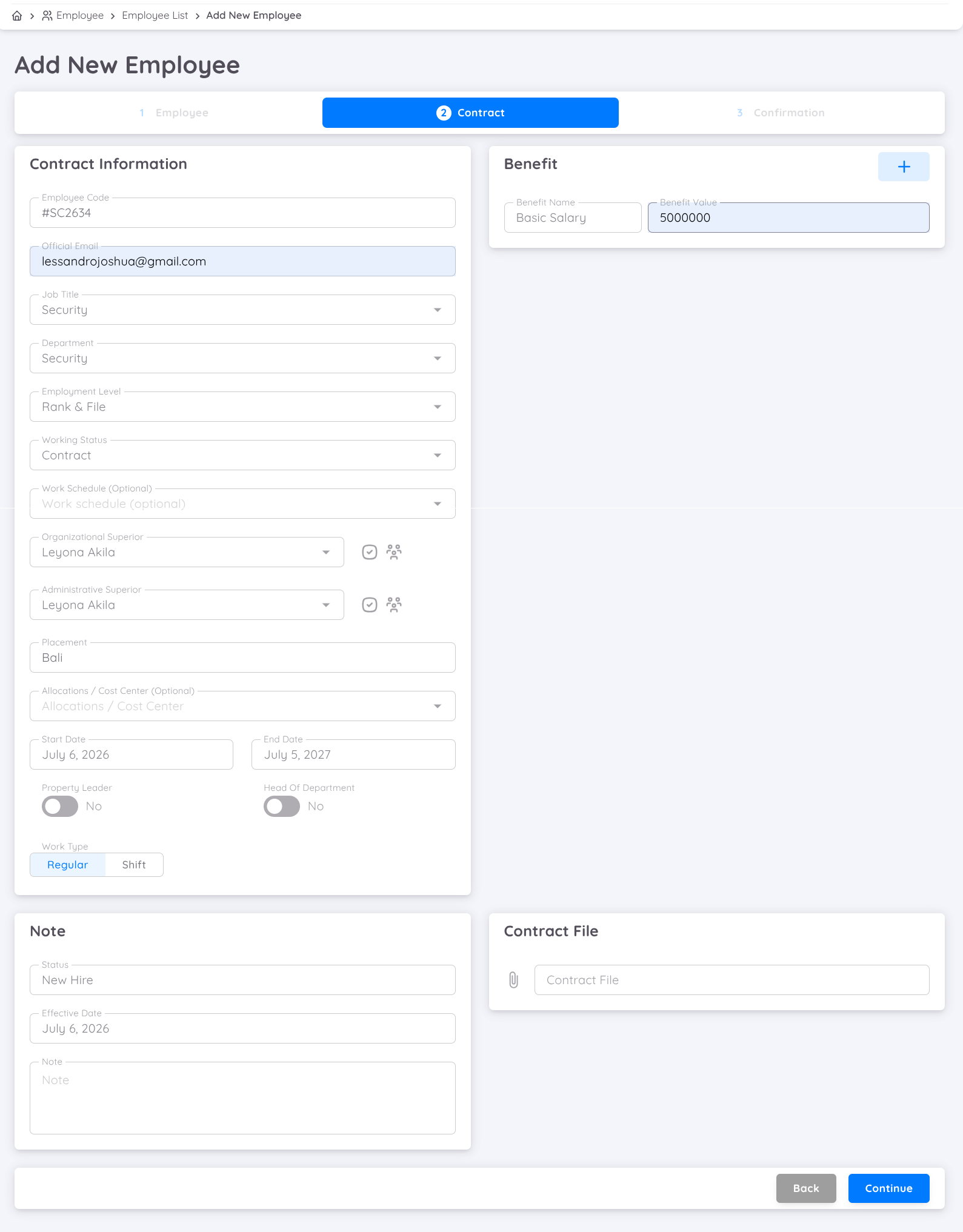View Data Contract Employee