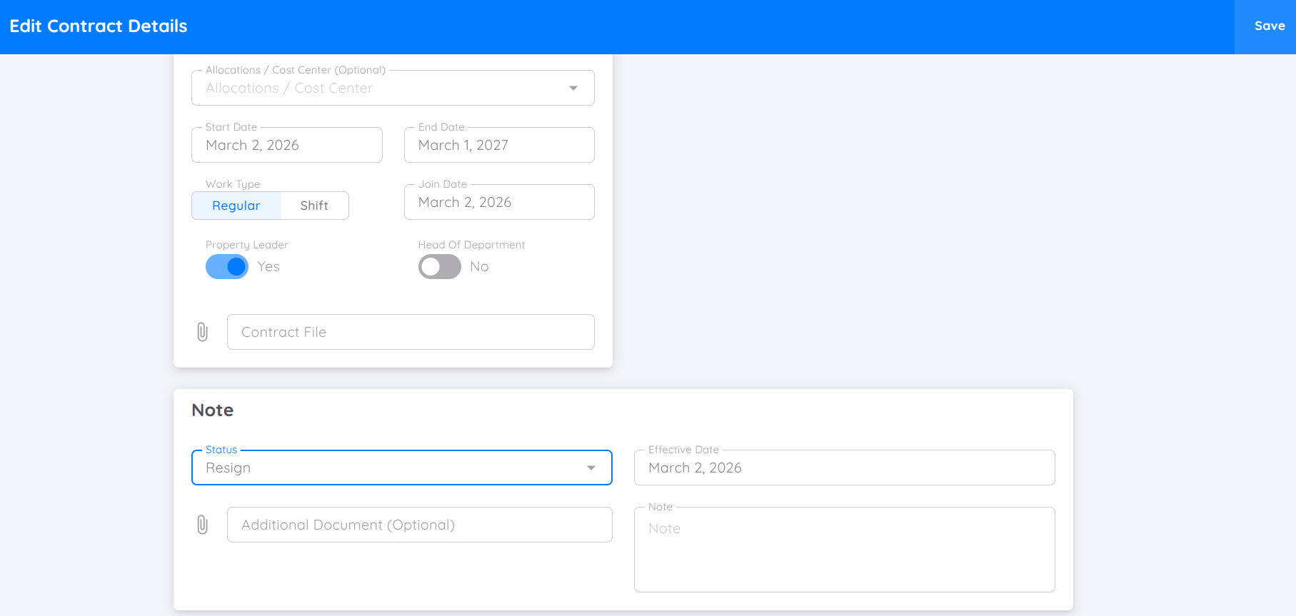 View Update Contract