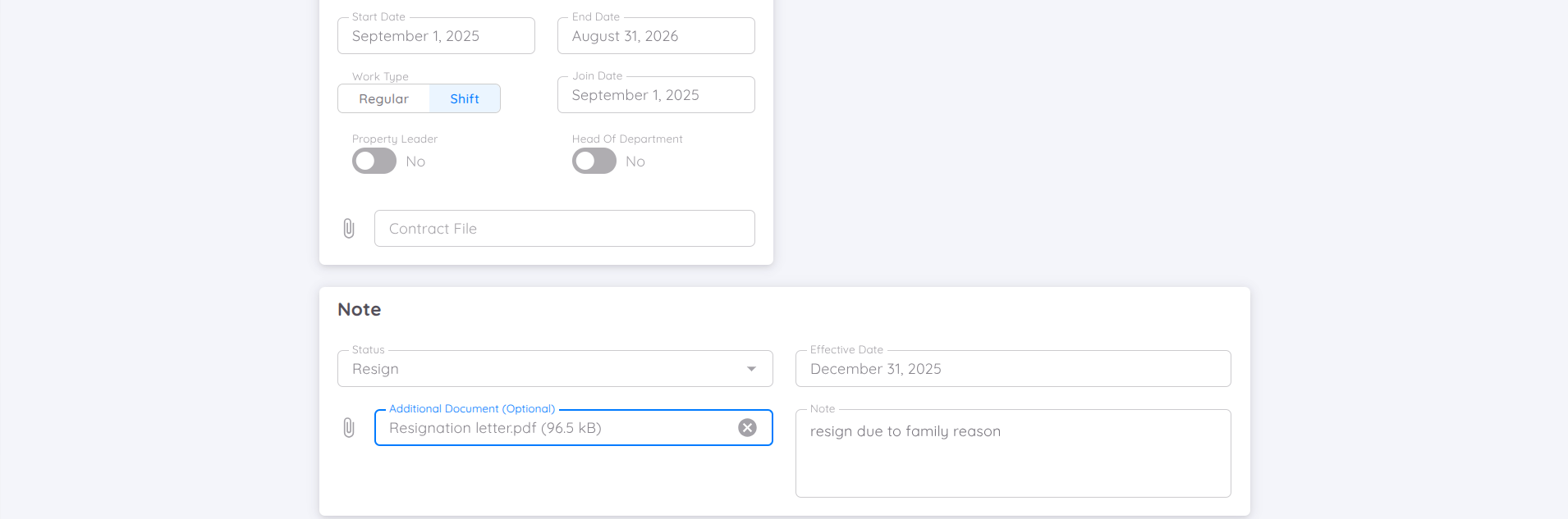 View of Add New Employee