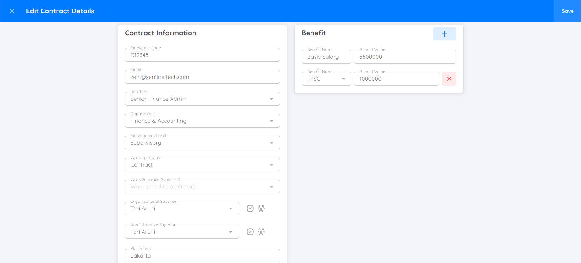 View of Add New Employee