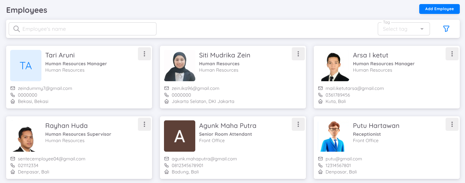 Current Employee List View