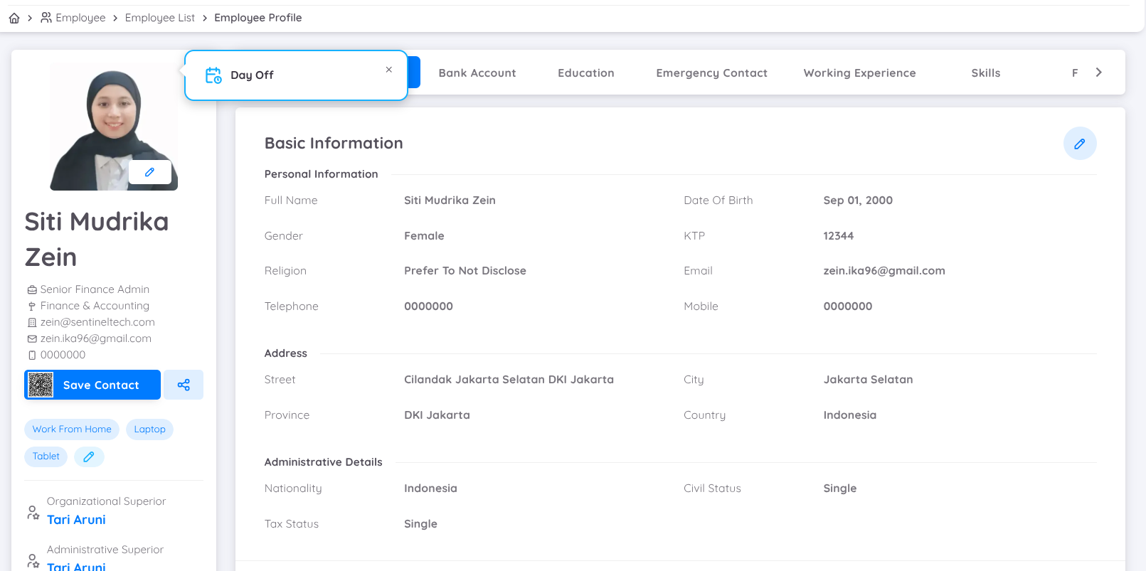 Employee Profile View