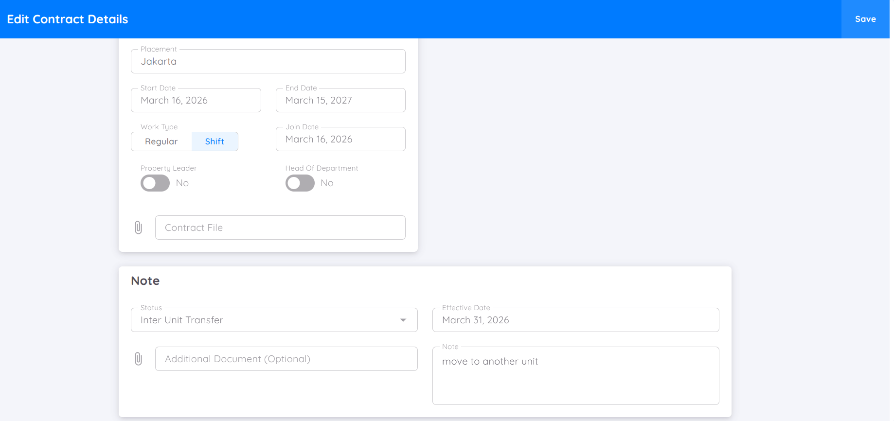 View of Milestone Transferring