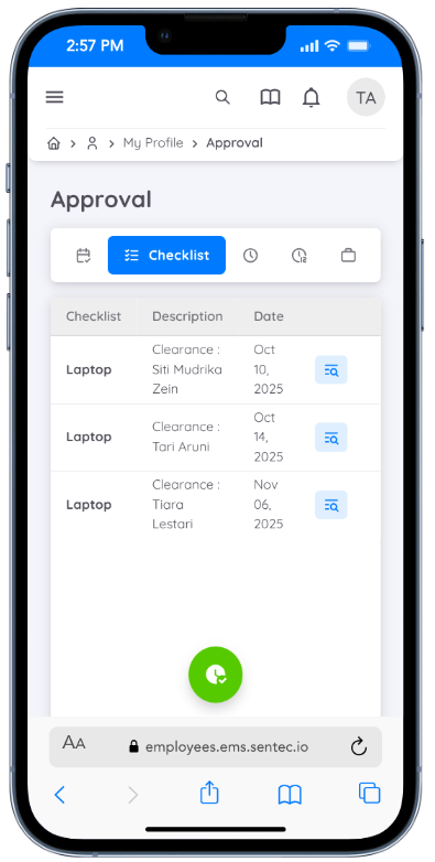 Document Checklist Approval View