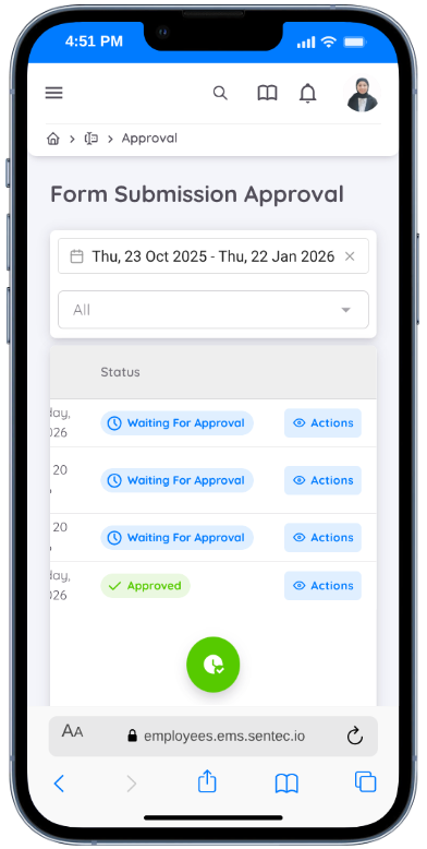 Approval Action Screen