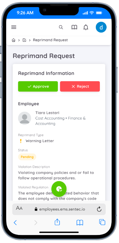 Reprimand Approval