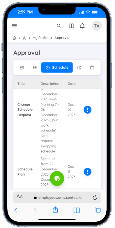 Schedule Approval View