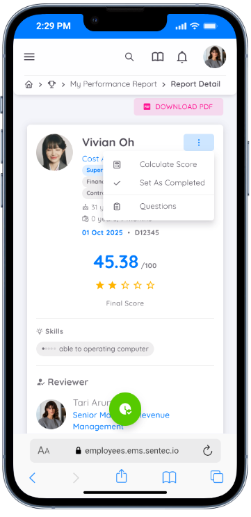 Calculate Score Detail