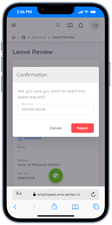 Change Approval to Rejected