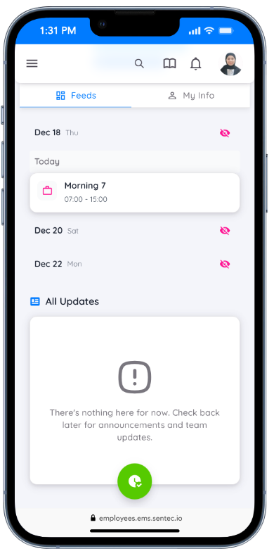 View of My Info Dashboard