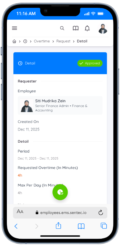 View Overtime Request Details