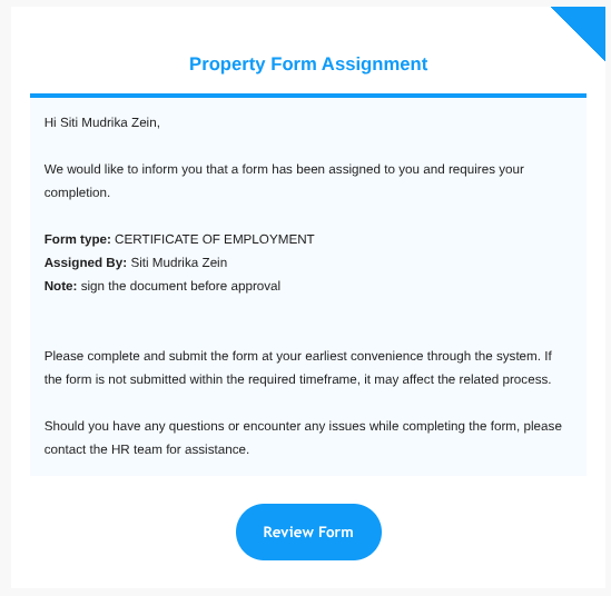 Form Assignment Email