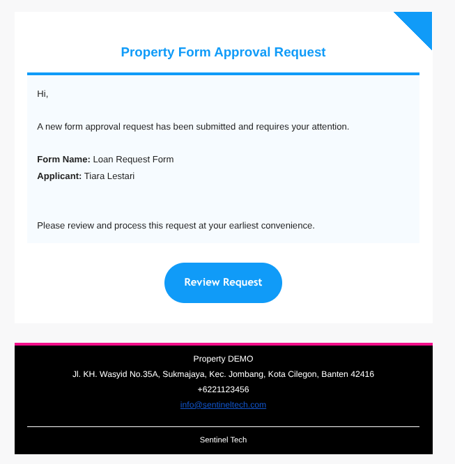 Email Notification Screen