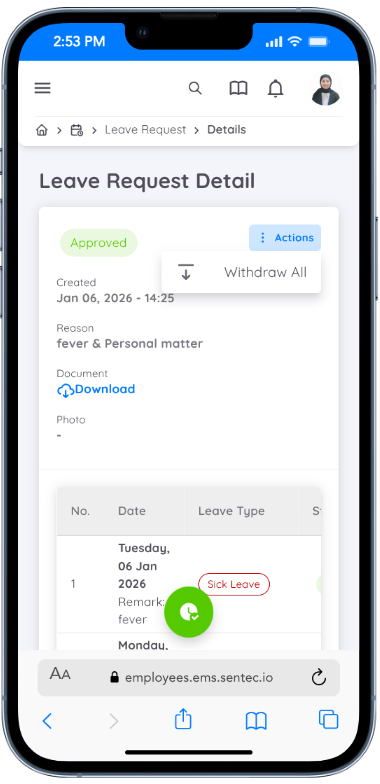 Leave Request Withdrawal