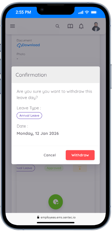 Leave Date Withdrawal