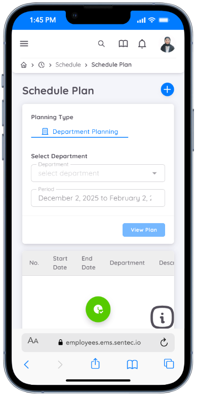 Schedule Plan List Screen