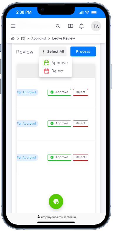 Leave Review Interface