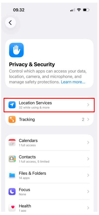 Location Services Settings