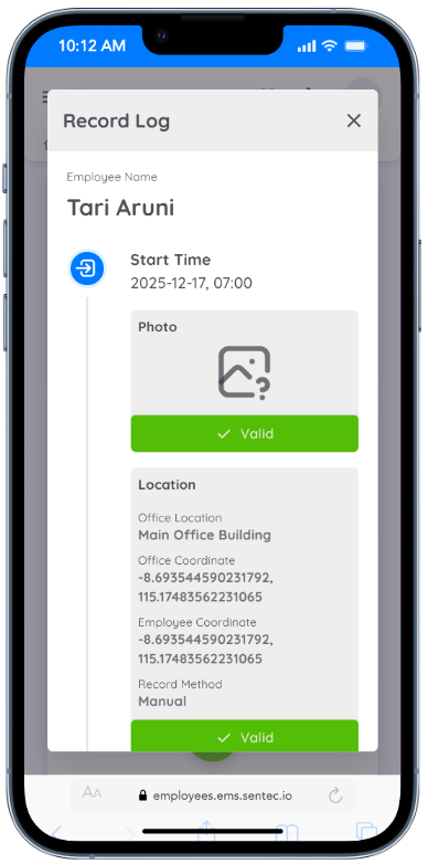 View Personal Record Log
