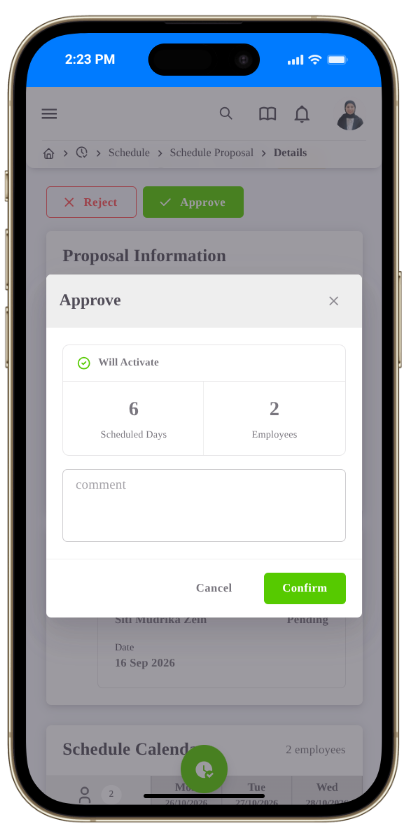 Schedule Proposal Approval Submission