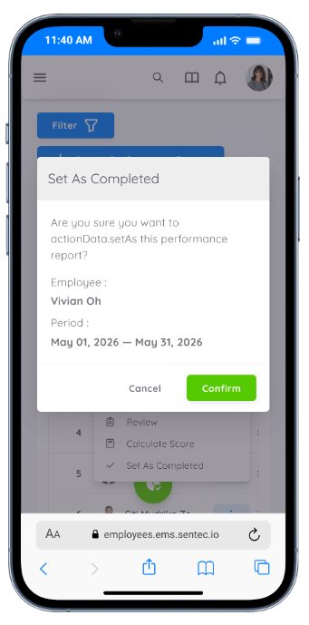 Confirmation Set as Completed