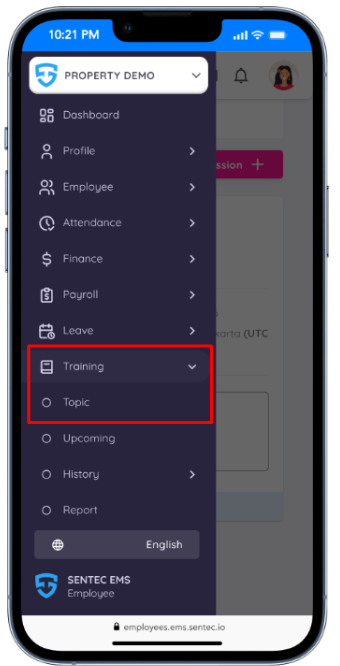 Training Topic Menu