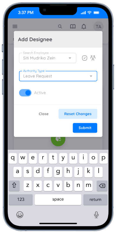 View of Add Designee Form