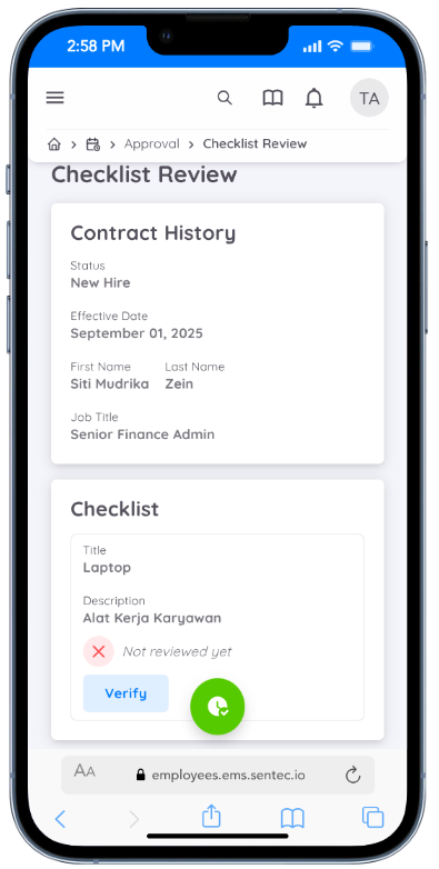 Document Checklist Approval View