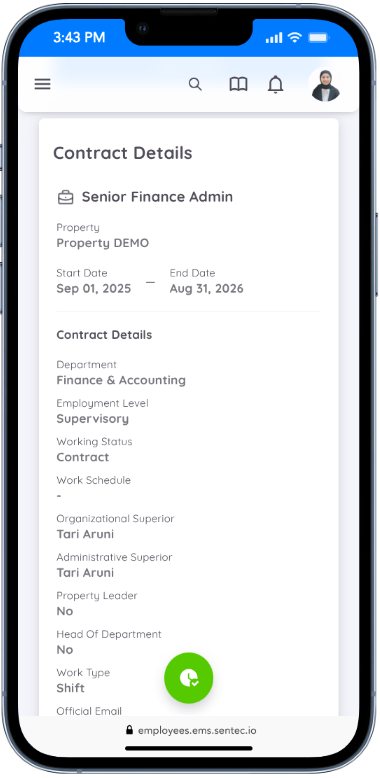 My Contract Details Screen